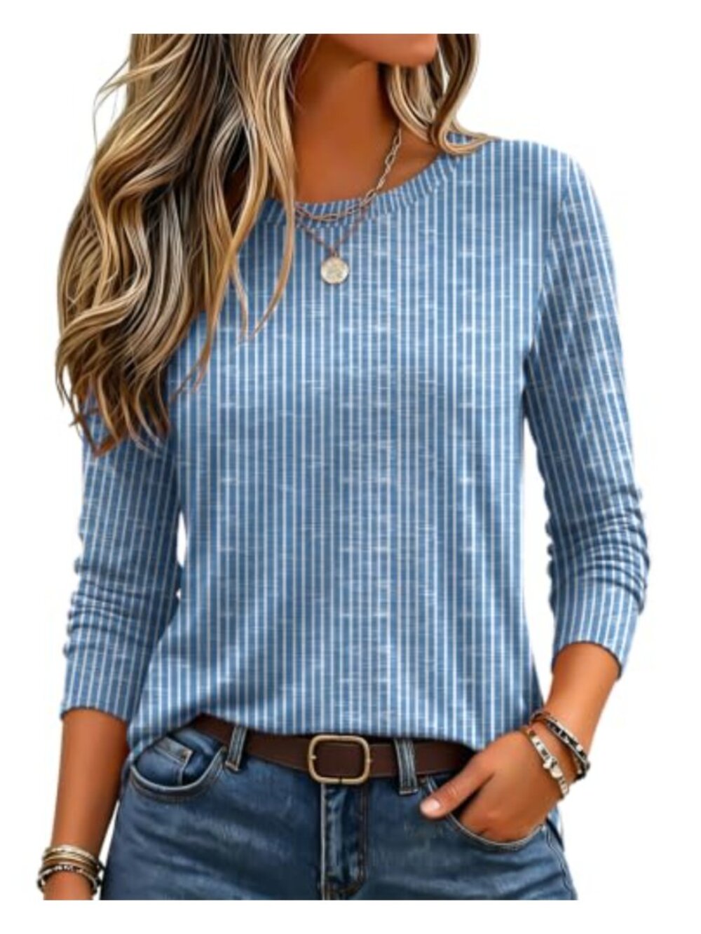 Zeagoo Womens Long Sleeve Crewneck T-Shirt Soft Stretch Casual Top